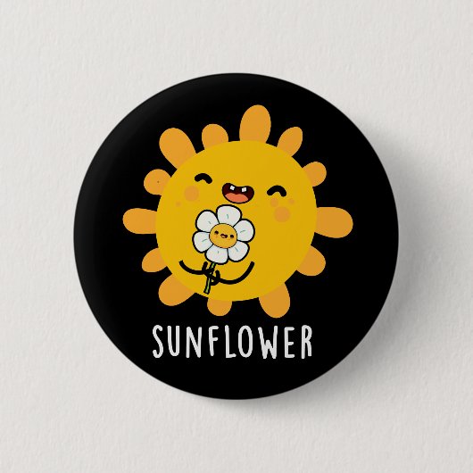 Sonnenblumensonne und Blume blühen dunkel BG Button (Vorderseite)