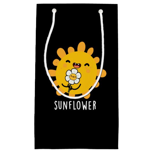 Sonnenblumensonne und Blume blühen dunkel BG Kleine Geschenktüte (Vorderseite)