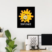 Sonnenblumensonne und Blume blühen dunkel BG Poster (Heimbüro)