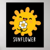 Sonnenblumensonne und Blume blühen dunkel BG Poster (Vorne)