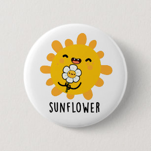 Sonnenblumensonne und Blume Pub Button