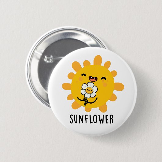 Sonnenblumensonne und Blume Pub Button (Vorne & Hinten)