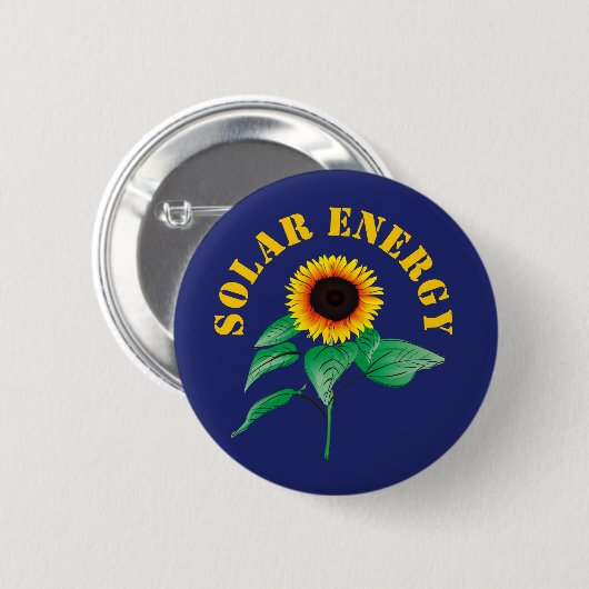 Sonnenblumensonnenenergie Navy Blau Button (Vorne & Hinten)