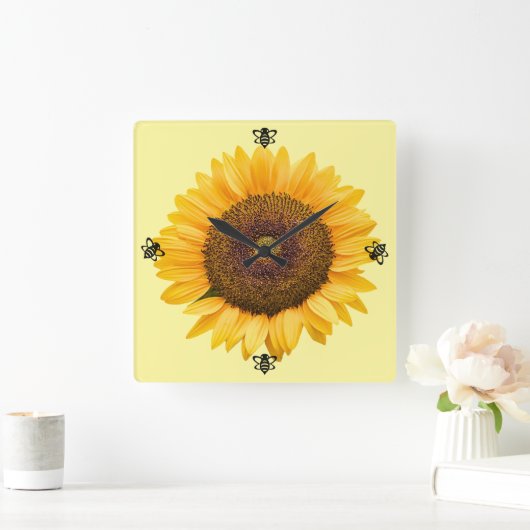 Sonnenblumensperre Quadratische Wanduhr (Zuhause)