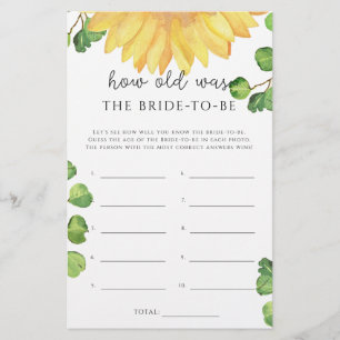 Sonnenblumenspiel Wie alt war die Braut zu sein