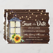 Sonnenblumenspieße Laternenleuchten Rustikales Hol Save The Date (Vorne/Hinten)