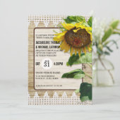 Sonnenblumenspitze Vintage Rustikale Holzbäume Einladung (Stehend Vorderseite)