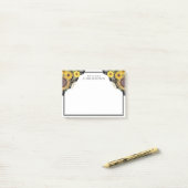 Sonnenblumenspitze vom Schreibtisch aus Post-it Klebezettel (Auf Schreibtisch)