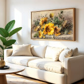 Sonnenblumenspray auf einem Stein, M. Roosenboom Poster