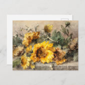 Sonnenblumenspritze auf einem Steinmehl Postkarte (Vorne/Hinten)