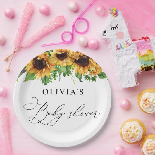 Sonnenblumenspülung für Babydusche Pappteller (Party)