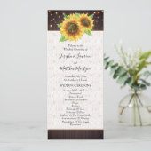 Sonnenblumenstränge beleuchten Rustikale Hochzeit Programm (Stehend Vorderseite)