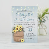 Sonnenblumenstrasse Rustikales Holz und Lichter Einladung (Stehend Vorderseite)