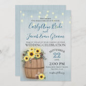 Sonnenblumenstrasse Rustikales Holz und Lichter Einladung (Vorne/Hinten)