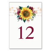 Sonnenblumenstrasse strahlt rustikale Blumenhochze Tischnummer (Vorderseite)
