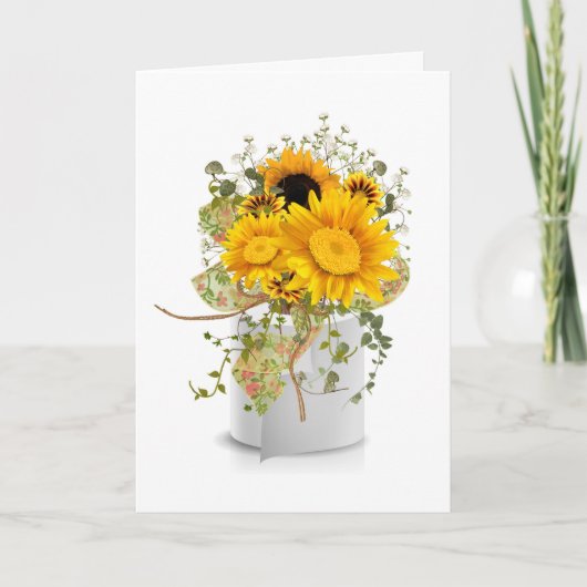 Sonnenblumenstrauch in Toilettenpapier Rolle Gebur Karte (Vorderseite)