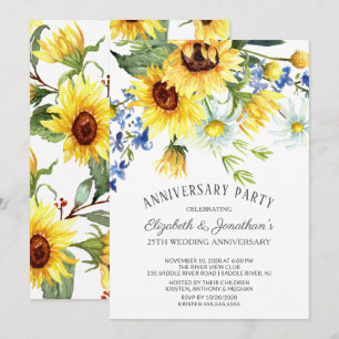 Sonnenblumenstrauß 25. Hochzeitstag Party Einladung