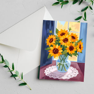 Sonnenblumenstrauß Aquarell Blumenmalerei Karte