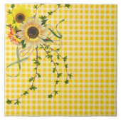 Sonnenblumenstrauß auf gelbem Gingham Fliese (Vorderseite)