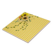 Sonnenblumenstrauß auf gelbem Gingham Fliese (Seite)