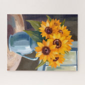 Sonnenblumenstrauß Florale Aquarellmalerei Puzzle (Horizontal)