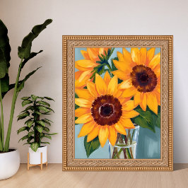 Sonnenblumenstrauß | Gelbe Aquarellblumen Poster
