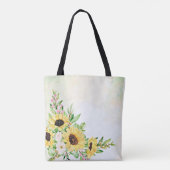 Sonnenblumenstrauß mit anpassbarem Text  Tasche (Rückseite)