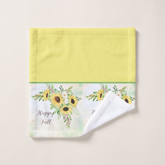 Sonnenblumenstrauß mit individuellem Text Badhandtuch Set (Waschlappen)