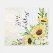 Sonnenblumenstrauß mit individuellem Text Fleecedecke (Vorderseite (Horizontal))