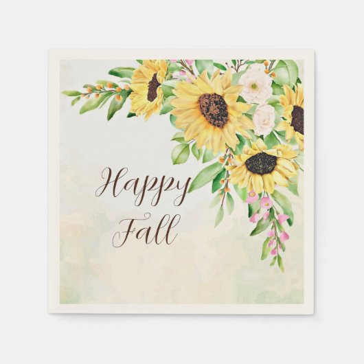 Sonnenblumenstrauß mit individuellem Text Serviette (Vorderseite)