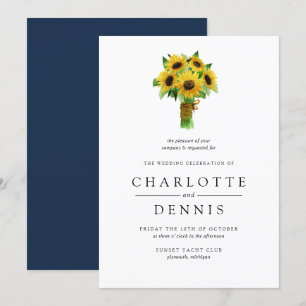 Sonnenblumenstrauß und Hochzeit der Marine Einladung