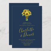 Sonnenblumenstrauß und Hochzeit der Marine Einladung (Vorne/Hinten)