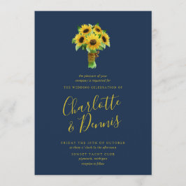 Sonnenblumenstrauß und Hochzeit der Marine Einladung