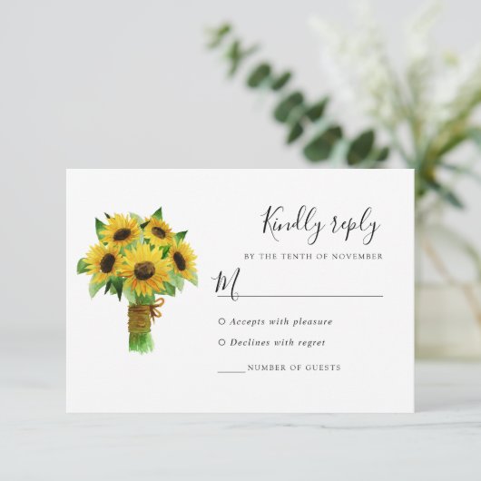 Sonnenblumenstrauß und Marineschloss RSVP Karte (Stehend Vorderseite)