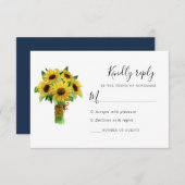 Sonnenblumenstrauß und Marineschloss RSVP Karte (Vorne/Hinten)