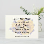 Sonnenblumenstrauß und violette Statice Save The Date (Stehend Vorderseite)