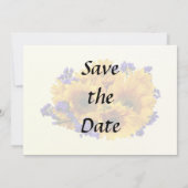 Sonnenblumenstrauß und violette Statice Save The Date (Rückseite)