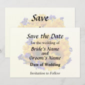 Sonnenblumenstrauß und violette Statice Save The Date (Vorne/Hinten)