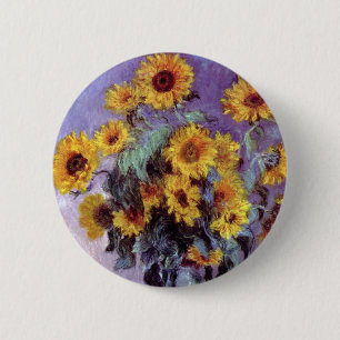 Sonnenblumenstrauß von Claude Monet, Vintage-Kunst Button