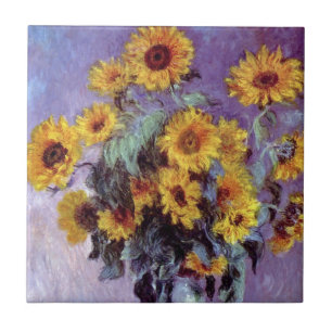 Sonnenblumenstrauß von Claude Monet, Vintage-Kunst Fliese