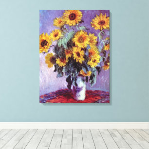 Sonnenblumenstrauß von Claude Monet, Vintage-Kunst Leinwanddruck