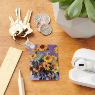 Sonnenblumenstrauß von Claude Monet, Vintage‑Kunst Schlüsselanhänger
