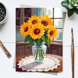 Sonnenblumenstrauß Wasserfarbe Floral Gelb Gemalt Postkarte