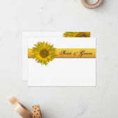 Sonnenblumenstreifen für Hochzeitssackplatten Mitteilungskarte (Vorderseite/Rückseite Beispiel)