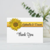 Sonnenblumenstreifen Hochzeitsflat Dankeschön-Hinw Dankeskarte (Stehend Vorderseite)