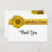 Sonnenblumenstreifen Hochzeitsflat Dankeschön-Hinw Dankeskarte (Vorne/Hinten)