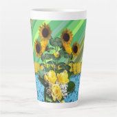 Sonnenblumenstreifen Latte Tasse (Vorderseite)