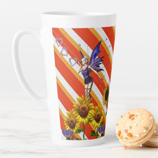 Sonnenblumenstreifen Latte Tasse Fairy (Beispiel)