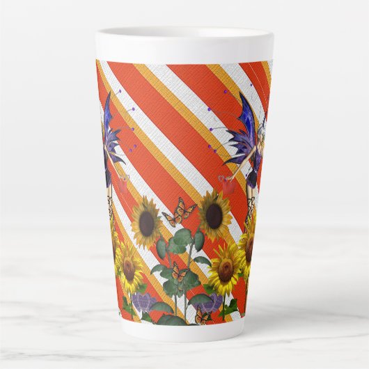 Sonnenblumenstreifen Latte Tasse Fairy (Vorderseite)
