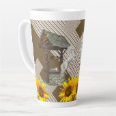 Sonnenblumenstreifen Latte Tasse Weißes Pferd (Linke Ecke)